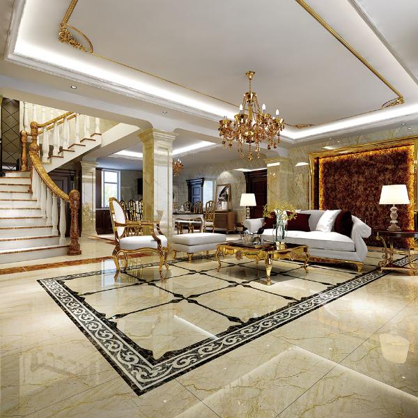 金艾陶大理石瓷磚土耳其淺灰白KYS8089瓷磚客廳效果圖